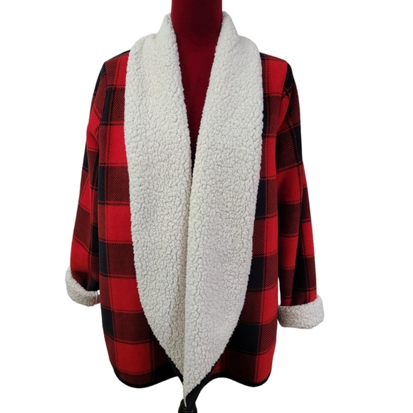 Sonoma Jackets & Blazers - Sonoma Buffalo plaid open jacket with sherpa lining size XL